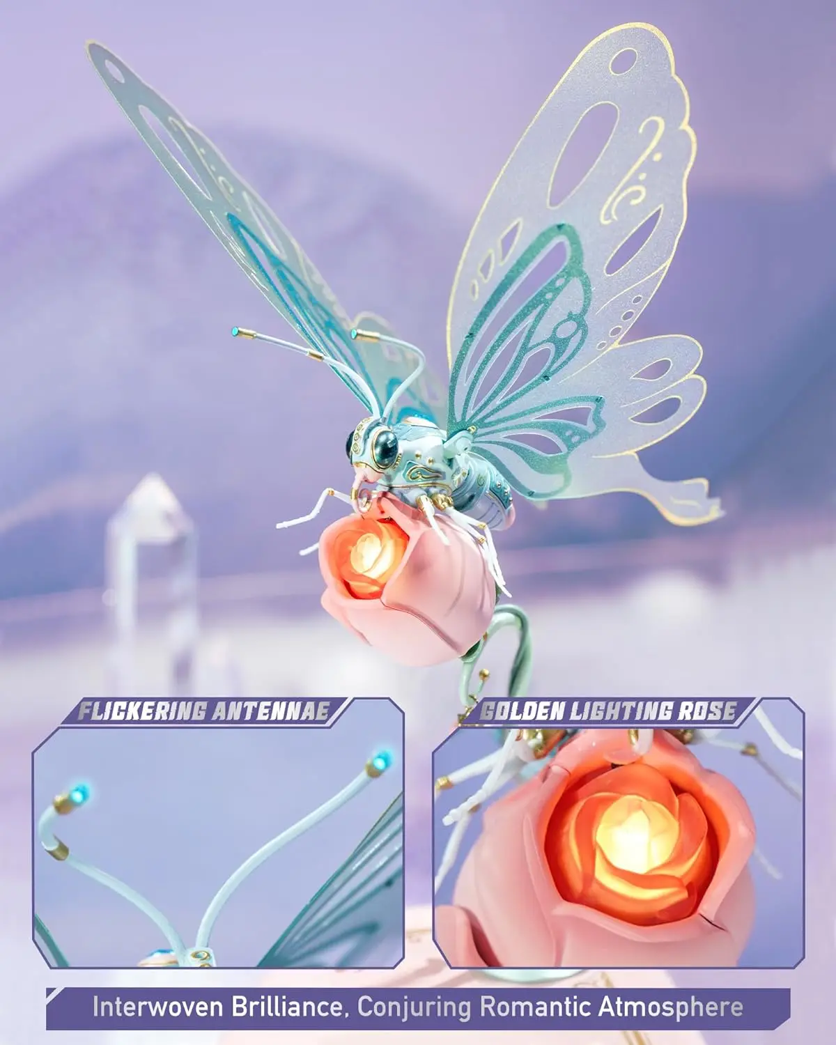 Металлическая головоломка Robotime Rokr 3D в виде бабочки со светодиодной подсветкой