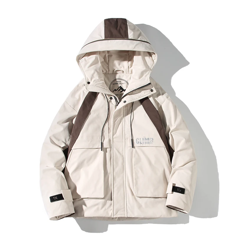 

Зимняя новая теплая утепленная теплая куртка мужская пуховая куртка с капюшоном