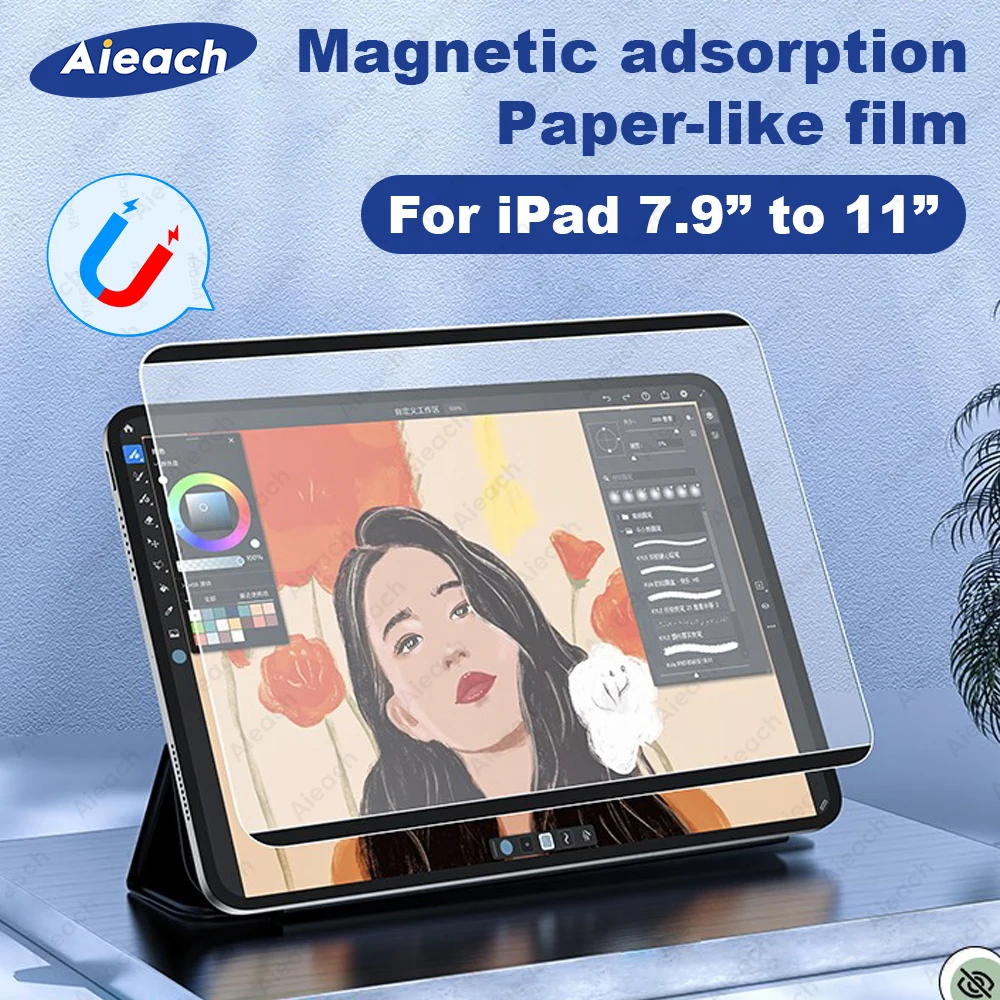 3 шт бумага как Защита экрана для iPad Pro 11 Air 4 5 10,9 10th 9th 8th 7th 6th 5th mini 6 Съемная Магнитная притяжение пленка