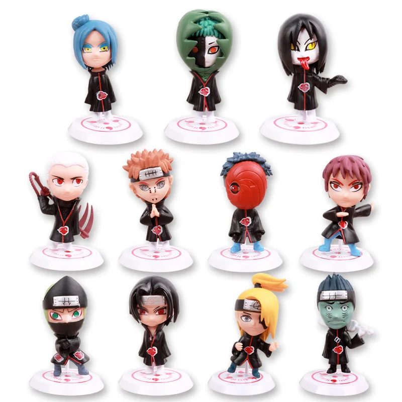 

11 Pcs Naruto Akatsuki Itachi Pain Anime 8-10cm Q Version Doll Figure Creativity Desktop Decoration Small Toys Gift Kawaii