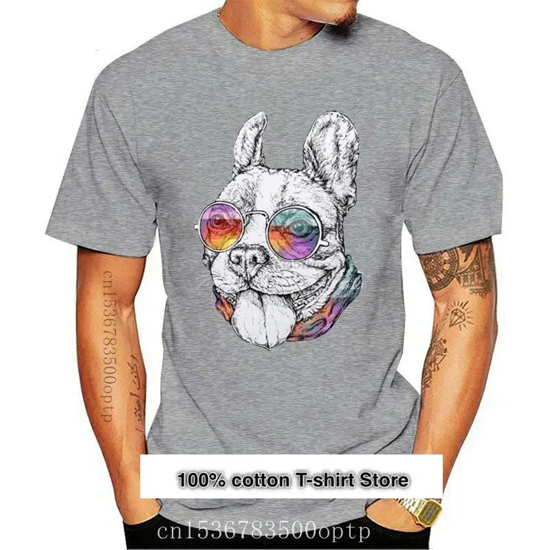 

2021 nuevo 2021 100% de algodón de calidad superior divertido Bulldog Francés en gafas amante de la camiseta para los hombres