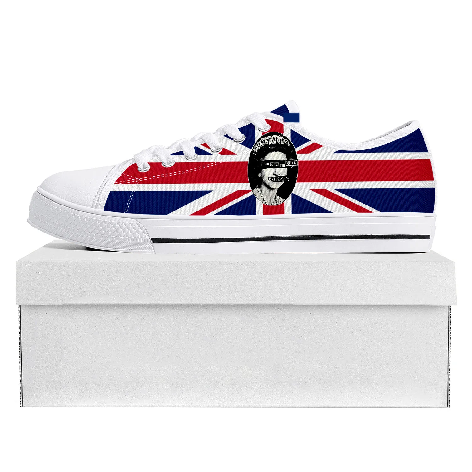 

Sex Pistols Low Top Sneakers Mens Womens Teenager Canvas High Quality Sneaker Casual God Save The Queen Customize DIY White Shoe