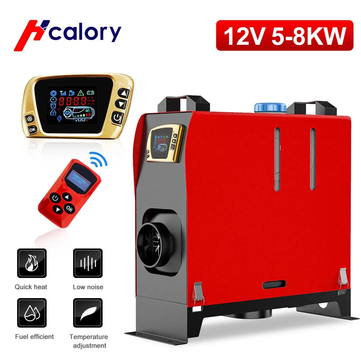 

12V 1-8KW All In One Diesel Air Heater Host 8KW Adjustable 1 Hole LCD English Remote Control Integrated Parking Heater Machine
