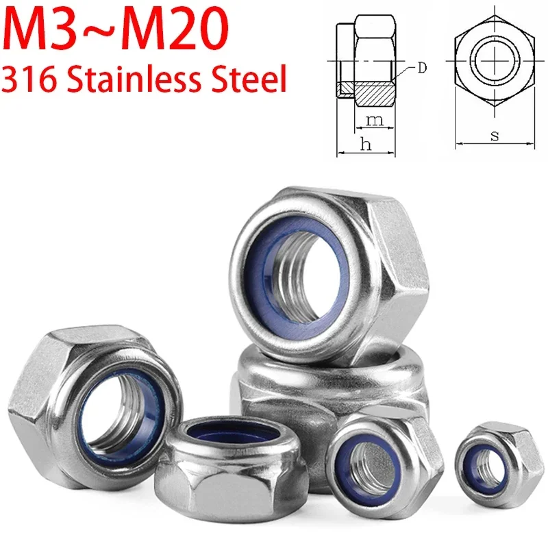 1-20 шт. шестигранная гайка из нержавеющей стали и нейлона