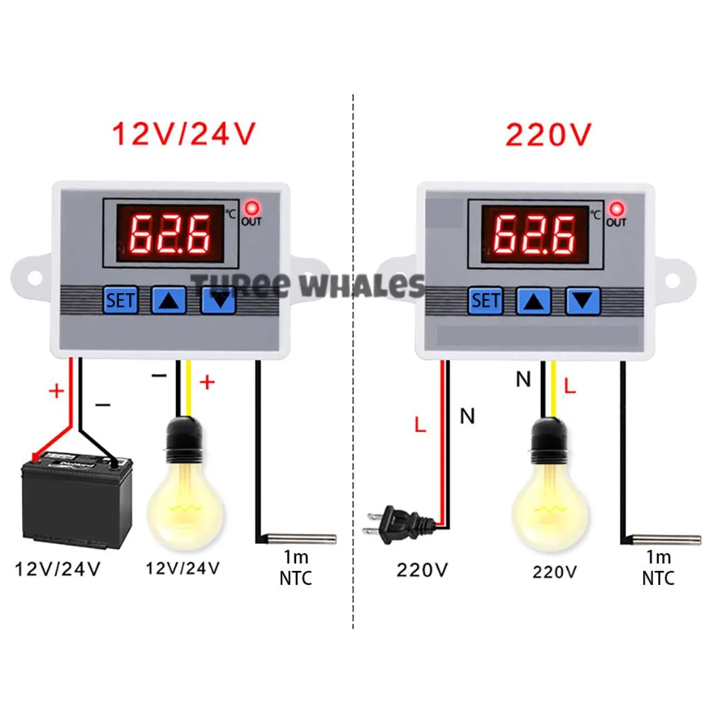 Фото Цифровой контроллер температуры ISMART XH-W3002 AC110-220V, 10А, термостат с водонепроницаемым датчиком W3002 №2