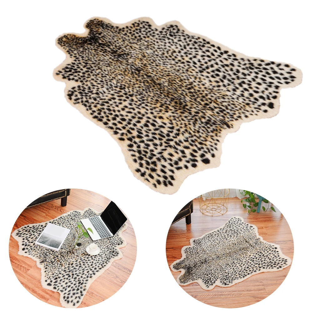 

Fashion Non-Slip Simulation Artificial Fur Kitchen Home Soft Rugs Living Room Leopard Large Carpet Animal Print Mat