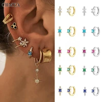 crmya gold silver plated hoop earrings for women circle piercing cz zircon modern womens stud earrings 2022 jewelry wholesale
