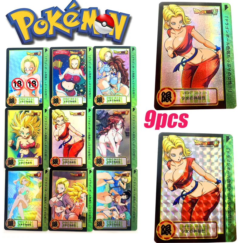 

9Pcs/set Ptcg Dragon Ball Anime Female Character Big Beauty Android 18 Diy Homemade Collection Card Christmas Birthday Gift
