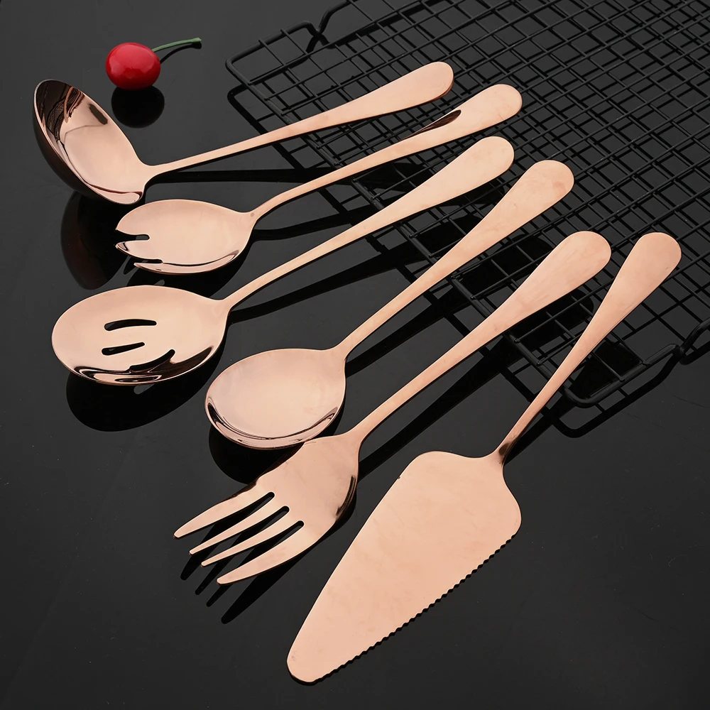 Rose Gold Western Cutlery Set Stainless Steel Tableware Spoon Fork Knife Dinnerware Set Kitchen Dinner Set Luxury Home Flatware