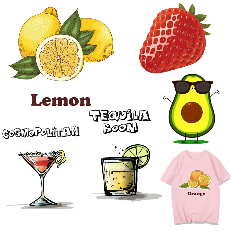 

ZOTOONE Cake Fruits Patches on Kids Clothing Printed Lemon Stickers Iron on Transfers for Clothes T-shirt Dresse Fusible Patch F