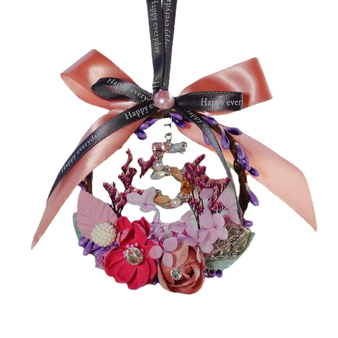 

Car Aromatherapy Pendant Immortal Flower Car Rearview Mirror Hanging High-grade Rhinestone Indoor Car Interior Hanging Wholesale