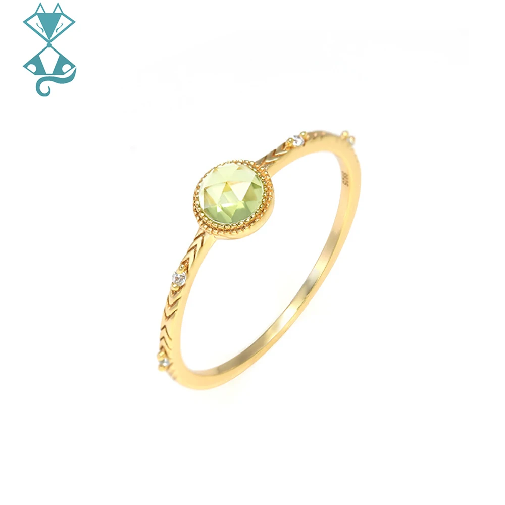 

Vintage Natural Peridot Rings for Women Ring Fashion Creative Design Wedding Party Jewelry S925 Sterling Silver Gold Plated Ring