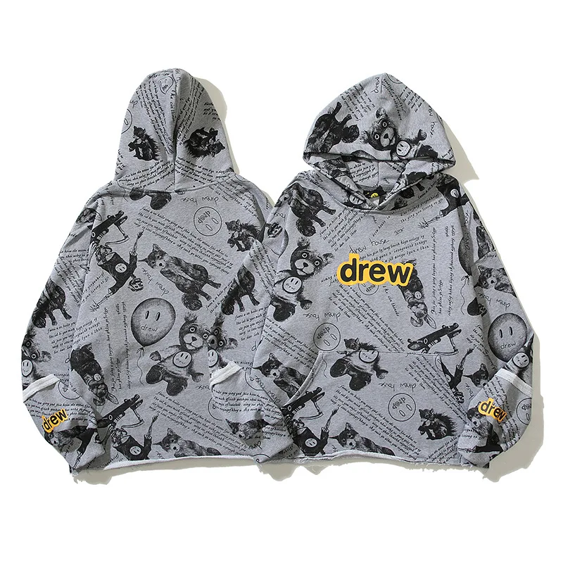 

DREW House Hoodie Men Women Couple Men's Autumn Fashion Poster Style Smiley Bear Hip Hop Sweatshirts Streetwear Hooded Hood