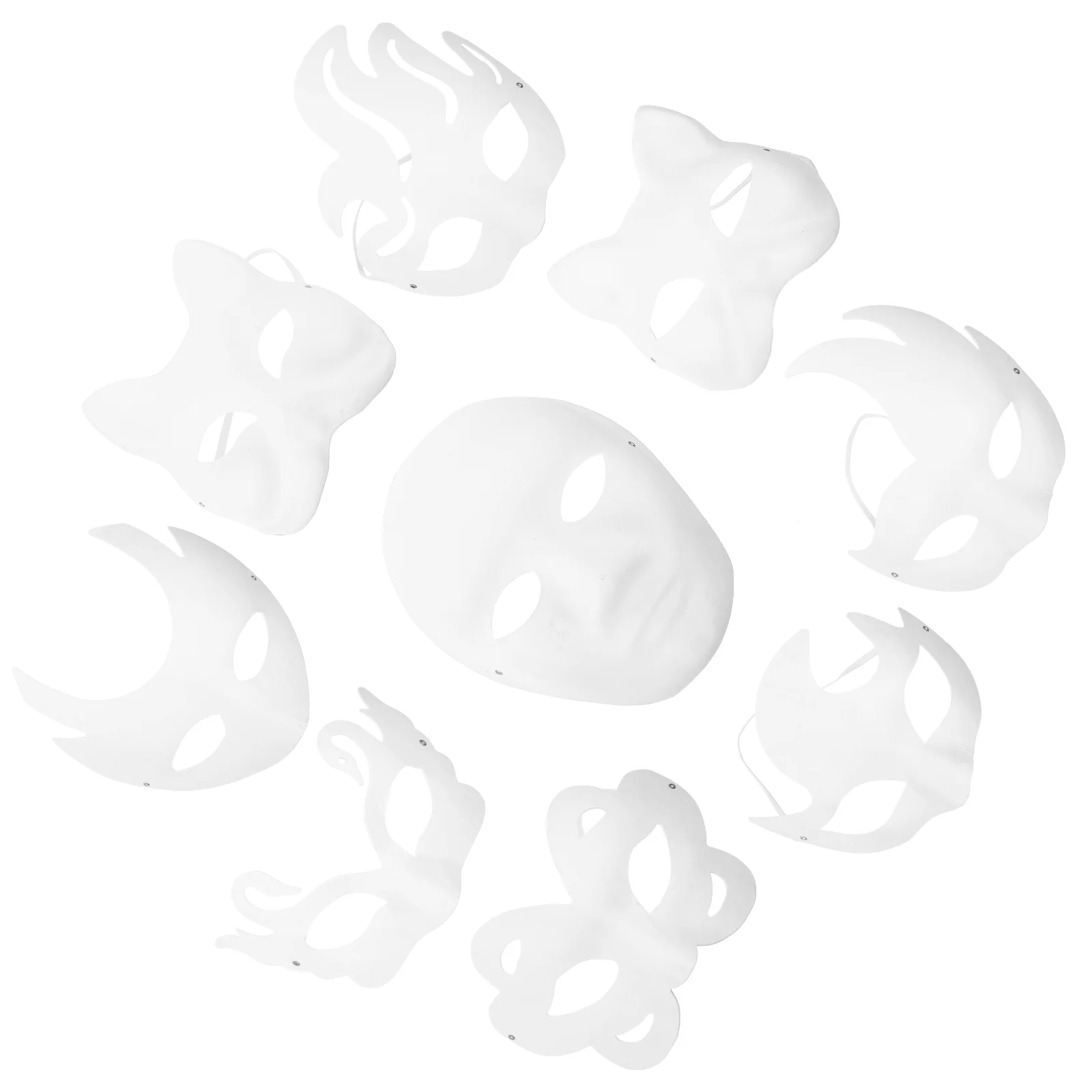 

9pcs Pulp Masks Blank Hand-painted Masks Blank Paper Pulp Mask Party Supply