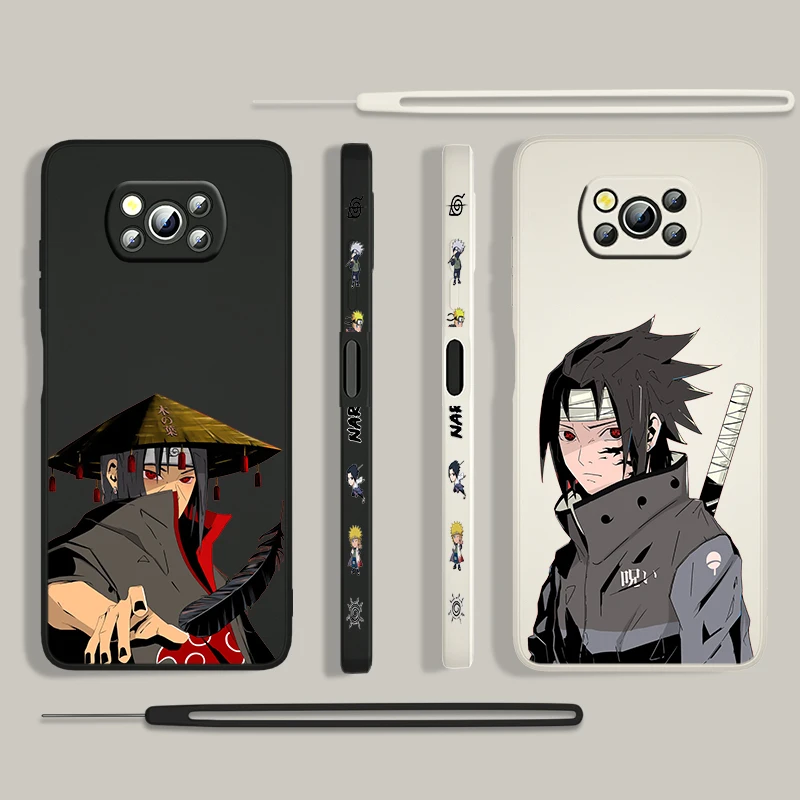 

Hot Anime NARUTO Boy For Xiaomi POCO X3 NFC F3 GT M4 M3 M2 Pro C3 X2 11 Ultra Silicone Liquid Left Rope Phone Case Cover Capa