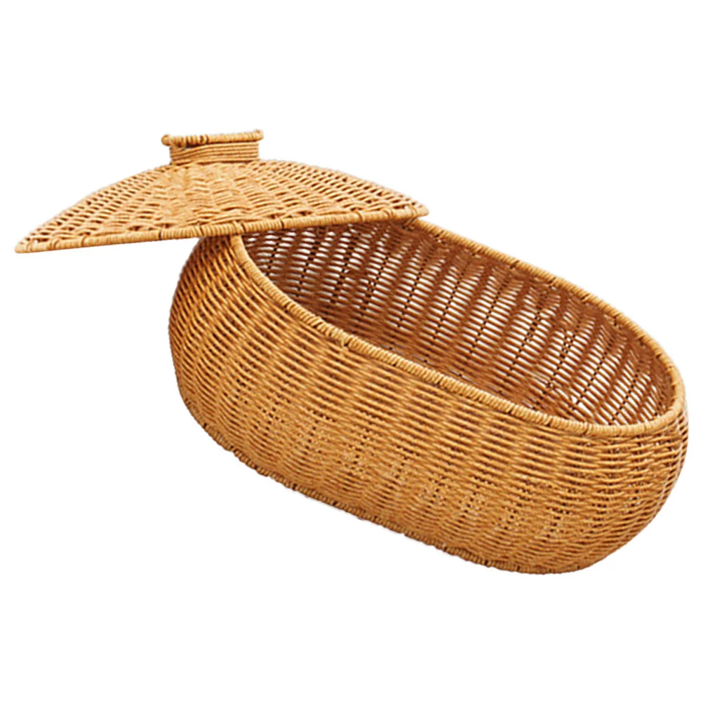 

Multi-functional Woven Basket Tabletop Rattan Woven Storage Basket Food Fruit Basket With Lid