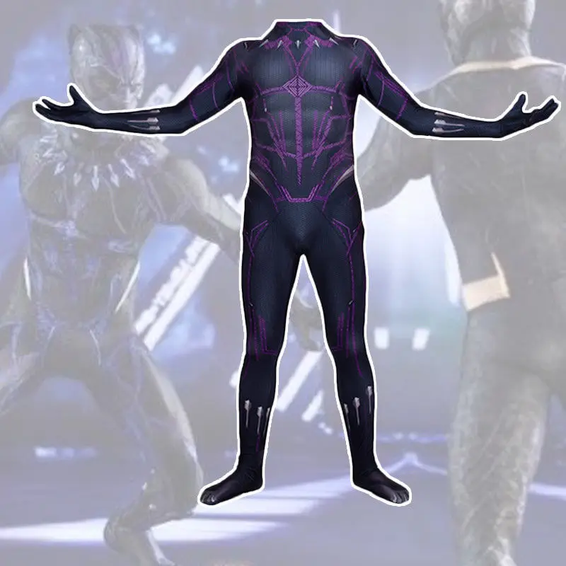 3D Print Adults Kids Halloween Black Panther Cosplay Costume Newest T'Challa Superhero Zentai Suit Bodysuit Men Party Jumpsuit