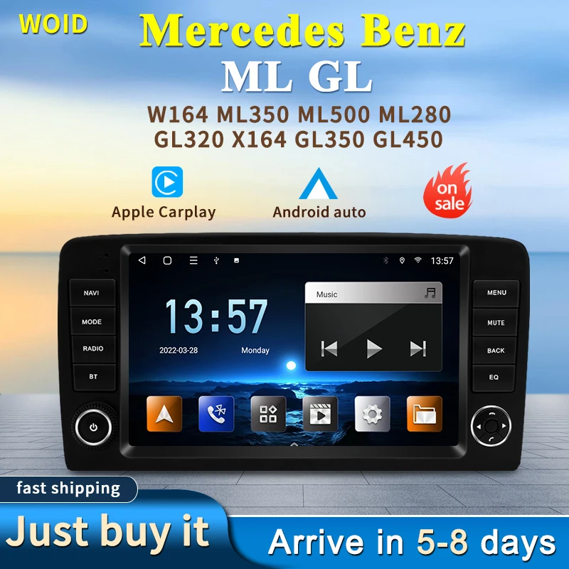 

Автомагнитола WOID 2DIN, 7 дюймов, 4G, GPS-навигация, Bluetooth, для Mercedes Benz ML350 W164 X164