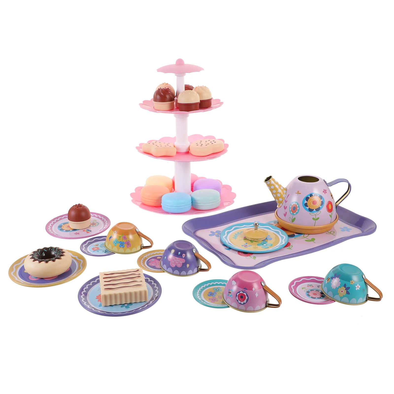 

Чайный набор для детского домика с цветами, детские игрушки, миниатюрная жестяная тарелка для девочек