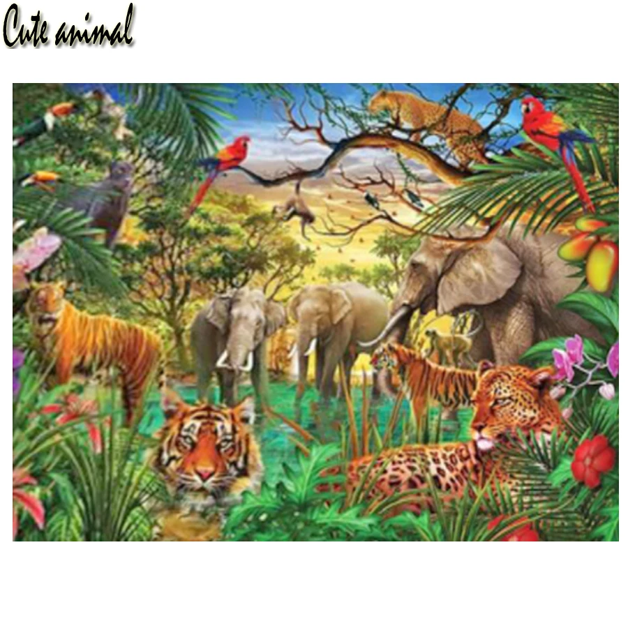 

5D Diamond Painting Animal Paradise Wild Animal Lion Tiger Leopard Cross Stitch Embroidery Full Diamond Mosaic Rhinestone Decor