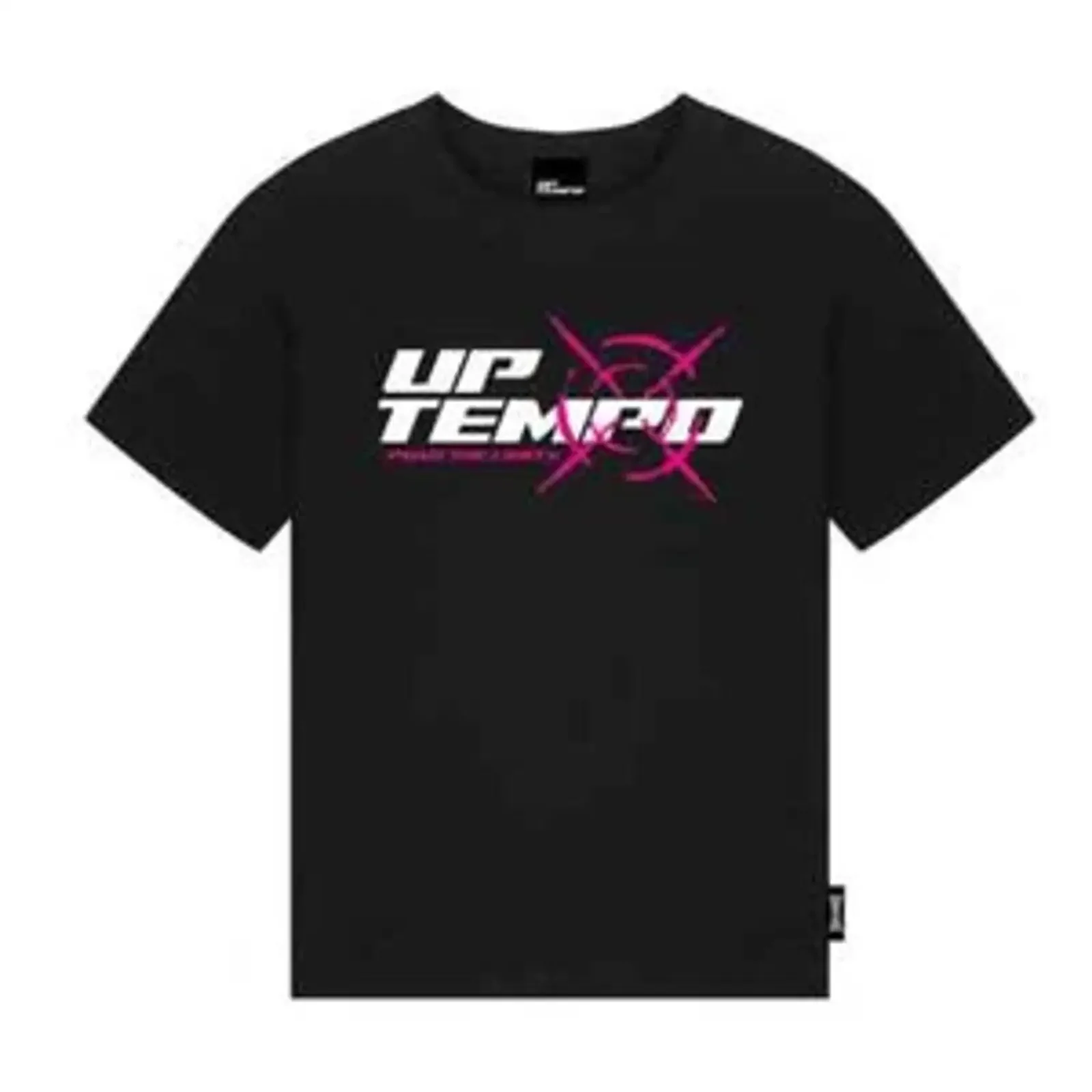 Фото Футболка UPTEMPO WMN T Shirt Push The Limits, черная, женская, в стиле габбер-хардкор, винтажная, с эффектом потертости, модная, стильная, удобная, повседневная, эластичная. №1