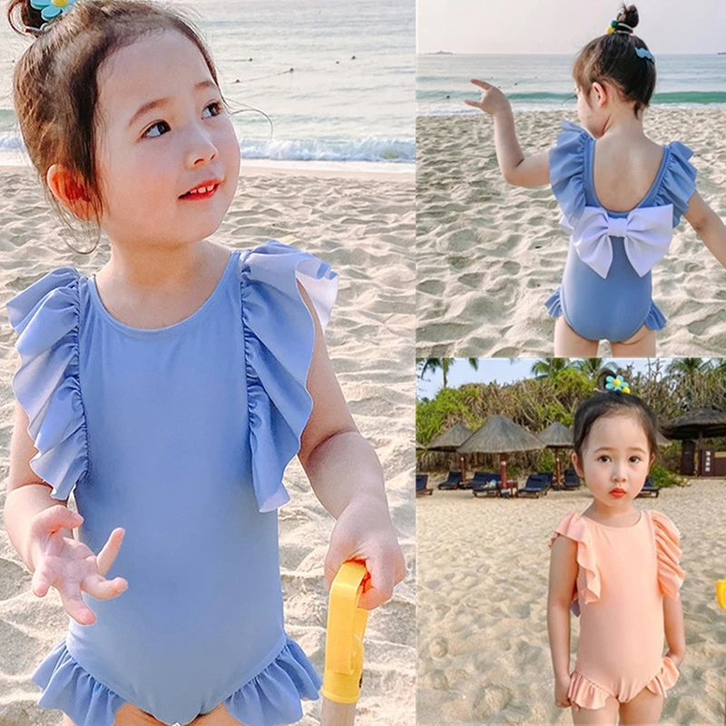 

Baby Swimsuit Summer Infant Swimming One-pieces Clothes Girls Bikini Cute Quick Dry Backless Bow Kids Swimwear bañador niña
