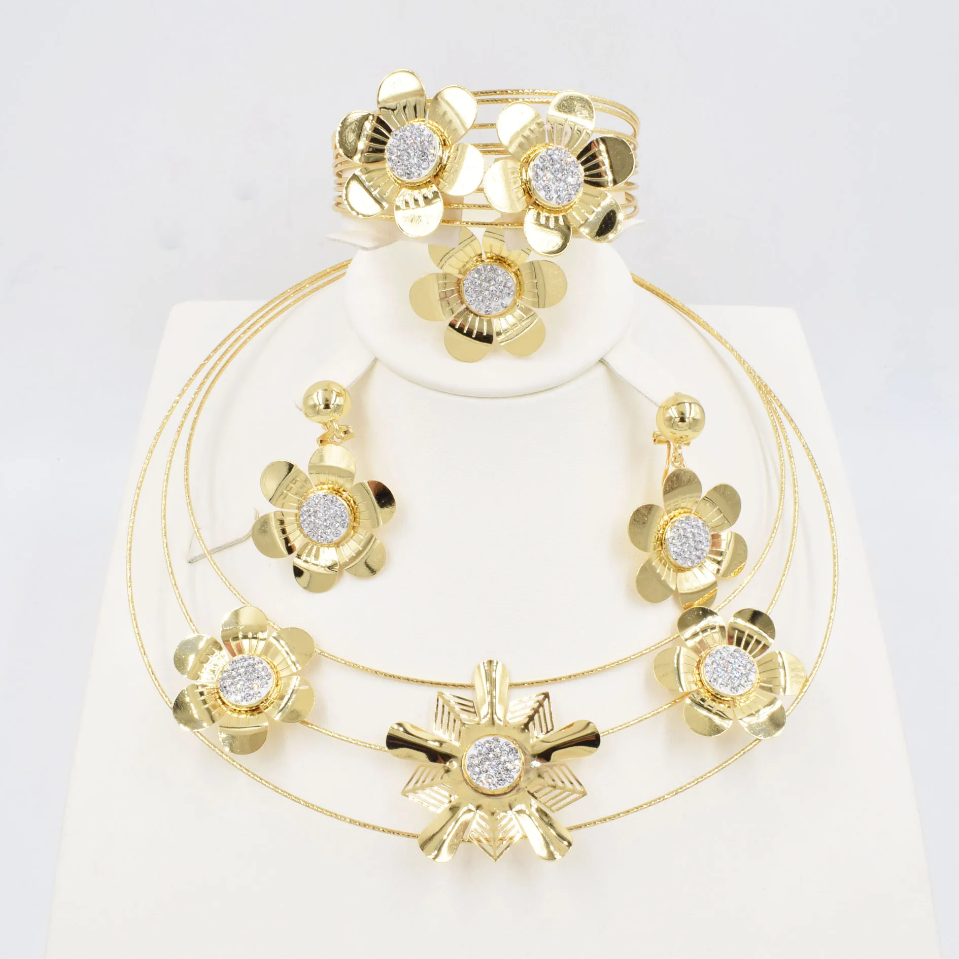 NEUE Hohe Qualität Ltaly 750 Gold farbe Schmuck Set Für Frauen afrikanische perlen jewlery mode halskette set ohrring schmuck