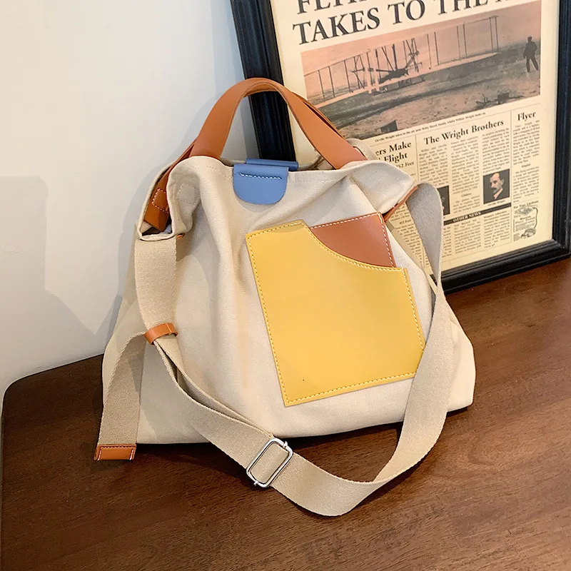 2023 Large Capacity Canvas Tote Bag for Women Casual Shoulder Bag Crossbody Handbags Lady Girls Chic Canvas Bag