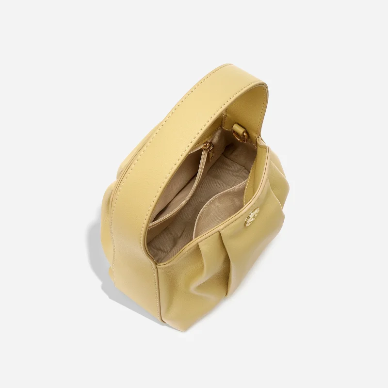 LOERSS Cowhide Shoulder Bag for Women's Niche Design Pleated Cloud Bag Fashion Causal  Handbag Leather Female Underarm Bag