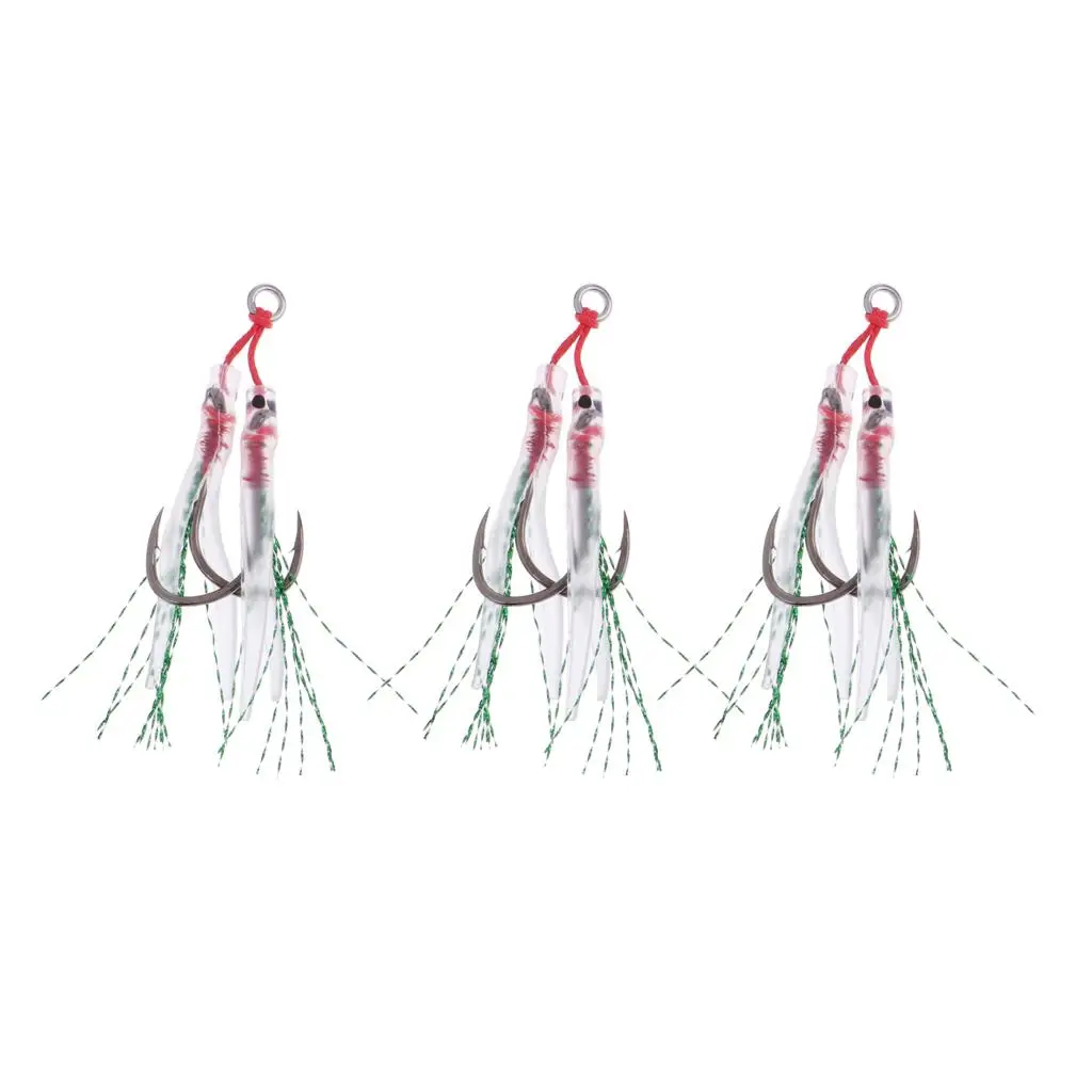 

3 Pcs Fishing Assist Hooks Hi-carbon Steel Jigging Assist Fishing Hooks with PE Line Fishhooks Fishing Tools