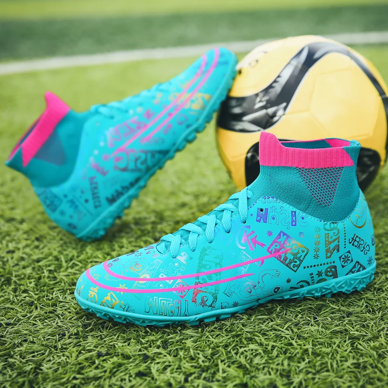 Stylish Comfortable Adult High Ankle Training Match Sports Football Shoes Outdoor Indoor Grass Sports Shoes For Youth Students