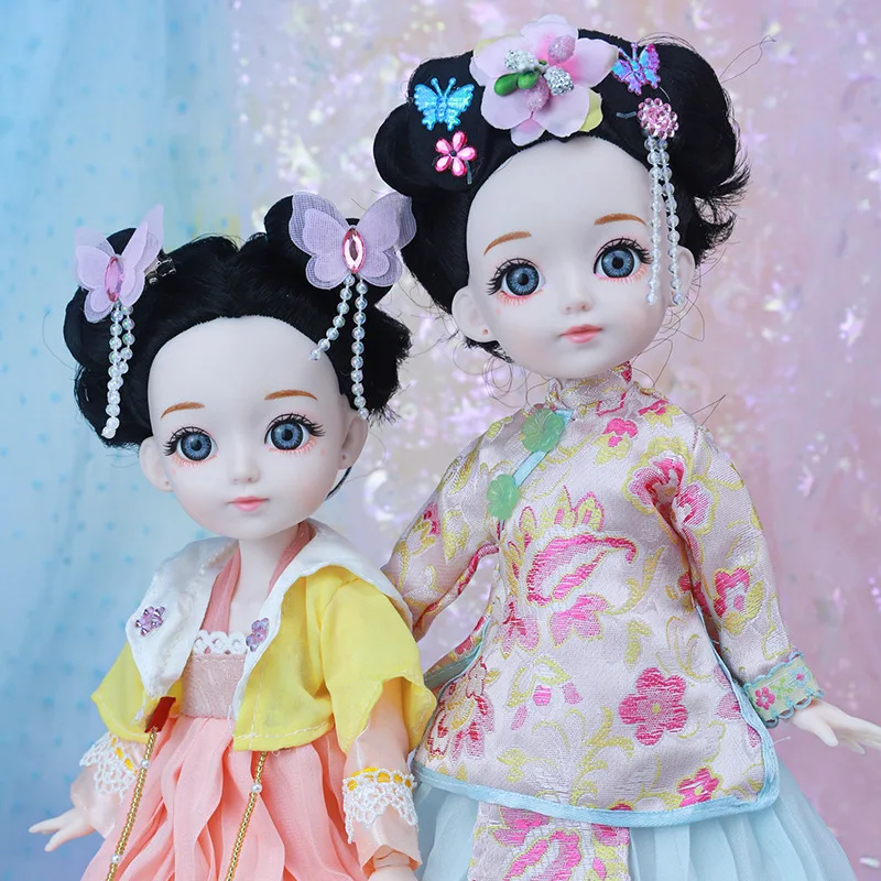 

New 30cm Ancient Costume Doll Set 13 Joints Moveable 1/6 Girls Dress Bjd Doll 3D Blue Eyes Kids Dress Up DIY Toys for Girls Gift