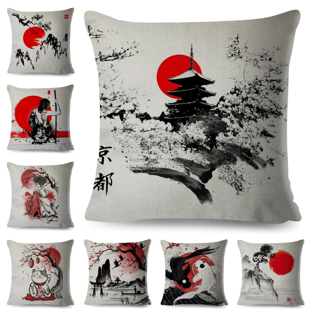 

Чехол для подушки с японскими чернилами 45x45 см