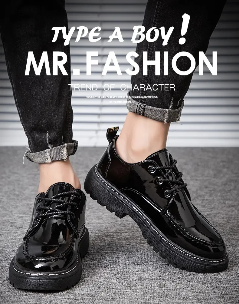 Мужские кожаные туфли на толстой подошве повседневные Нескользящие