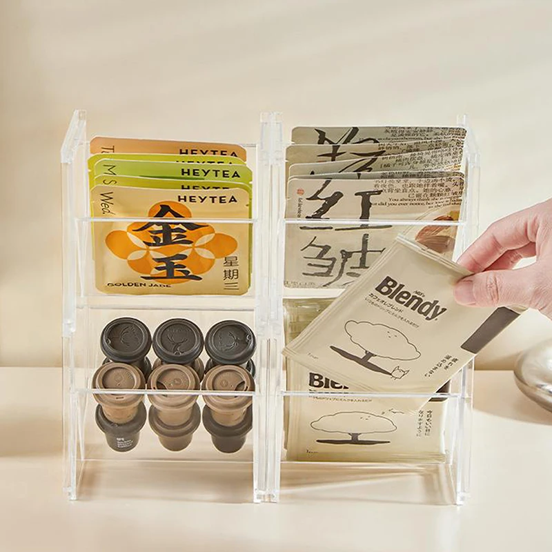 Вертикальный Держатель Для Чайной Коробки Штабелируемый Прозрачный Органайзер