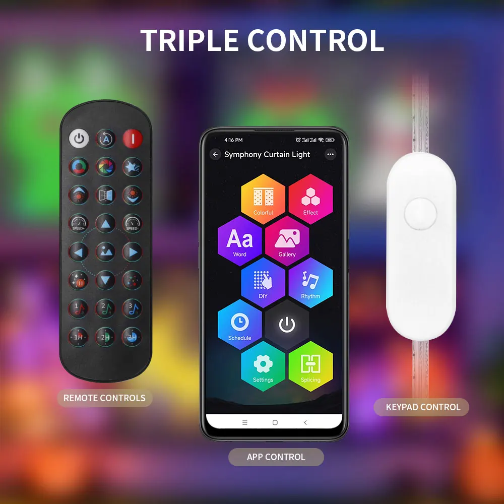 Светодиодная смарт-гирлянда WS2812B 400 светодиодов с управлением через приложение