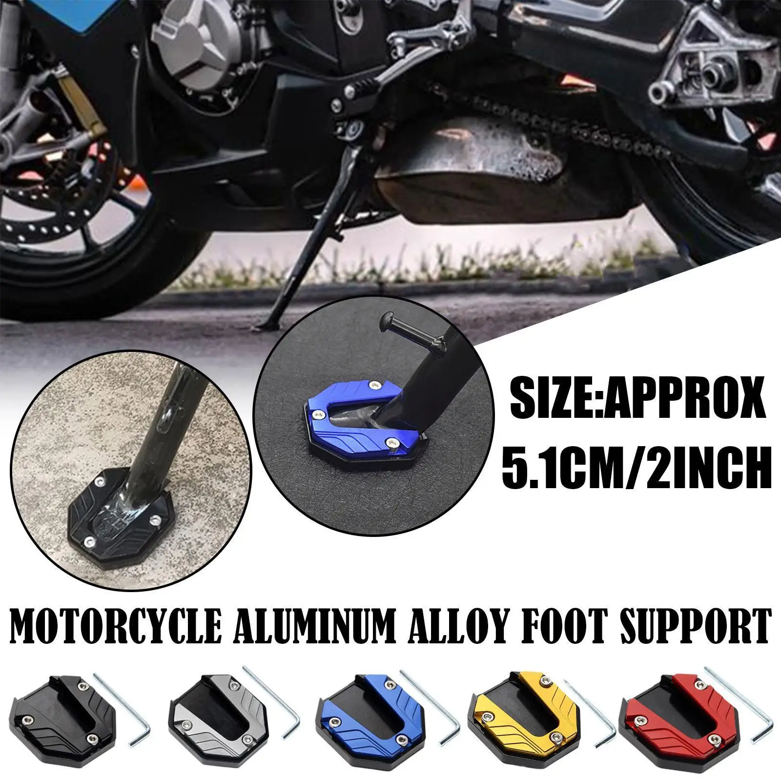 

Motorcycle Kickstand Pad Motorcycle Foot Support Pad Motorcycle Side Bike Base Stand Extension Enlarged Anti-skid Foot Pad T9j1