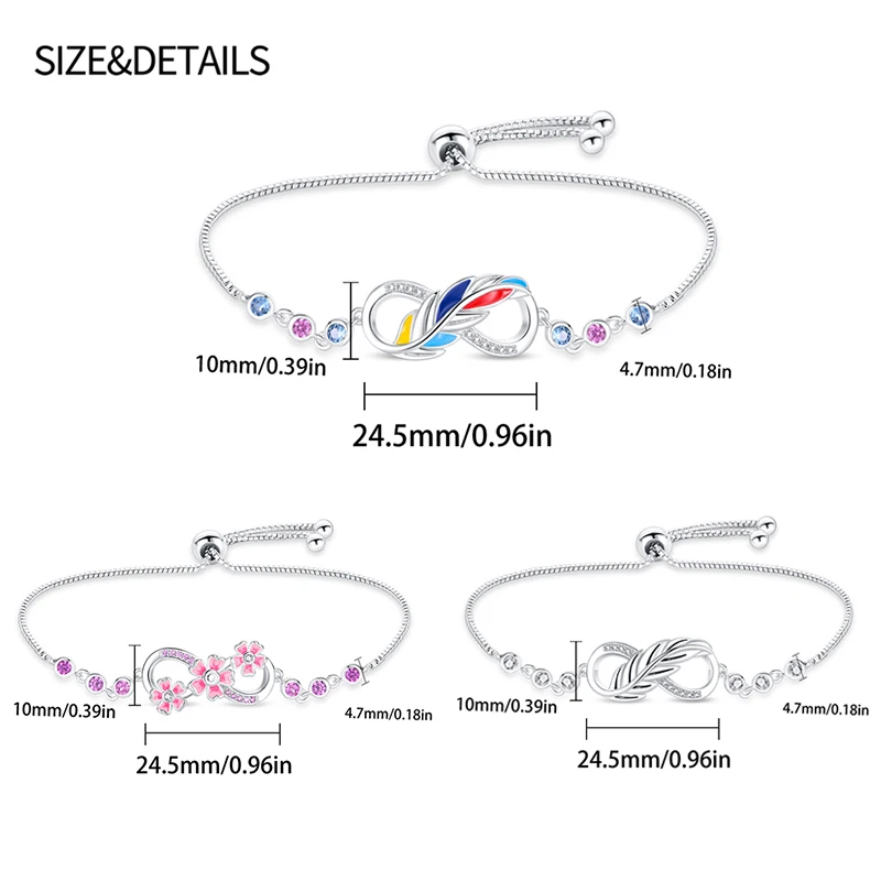 100% 925 Sterling Silver Tree Of Life Infinity Symbol Bracelet For Women Sparkling Zircon Demon Eye Bracelet Anniversary Jewelry