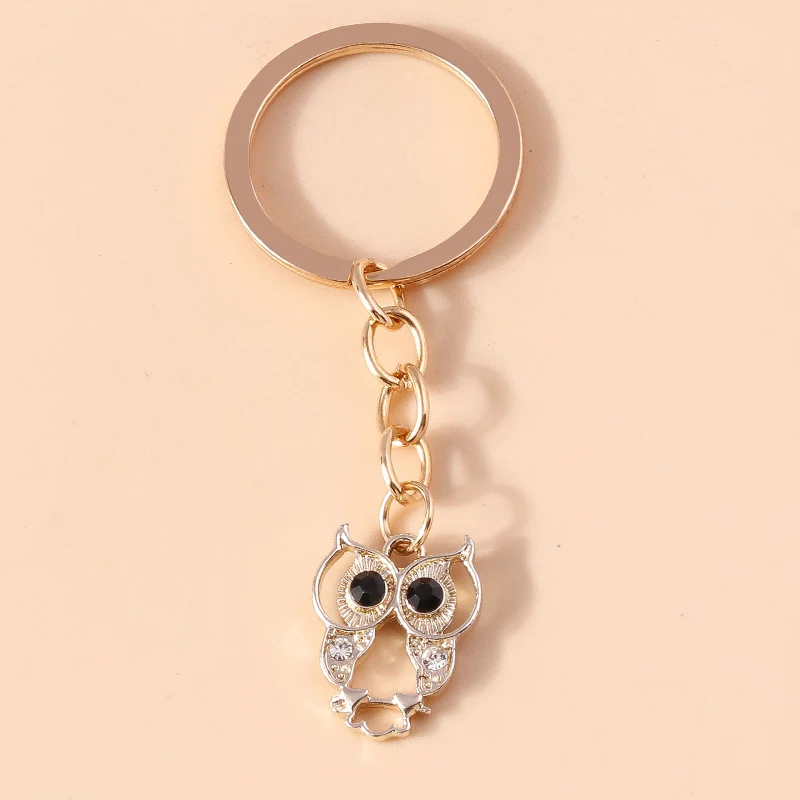 

Cartoon Animal Keychains Crystal Owl Pendants Keyrings Souvenir Gifts for Women Men Car Key Handbag Hanging Key Chains