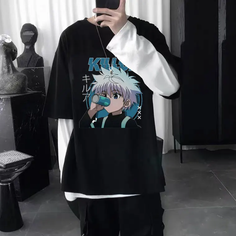 Футболка с японским аниме Hunter X Killua Zoldyck мужская и женская модная футболка Kurapika 90-х