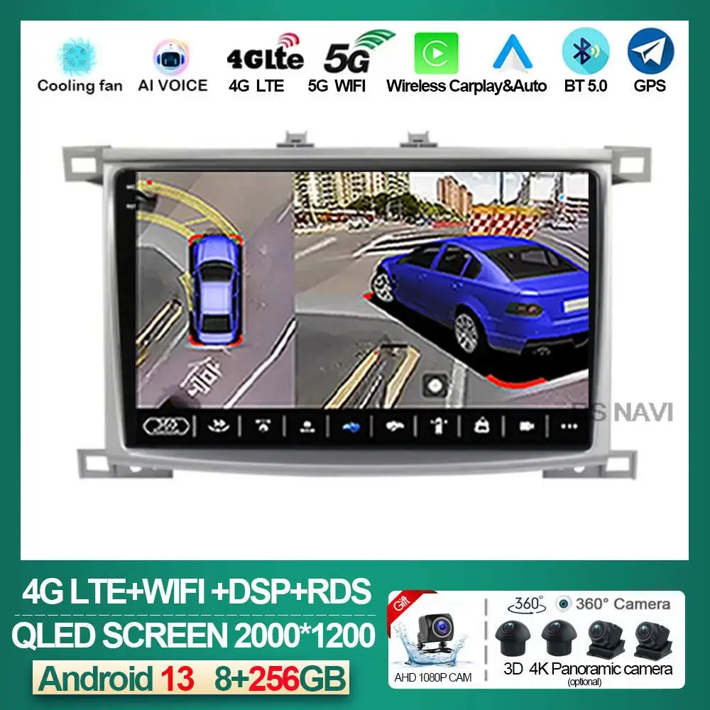 

Android 13 For Toyota Land Cruiser LC 100 2002 - 2007 For Lexus LX470 J100 2 II 2002 - 2007 GPS Multimedia Player Navigation