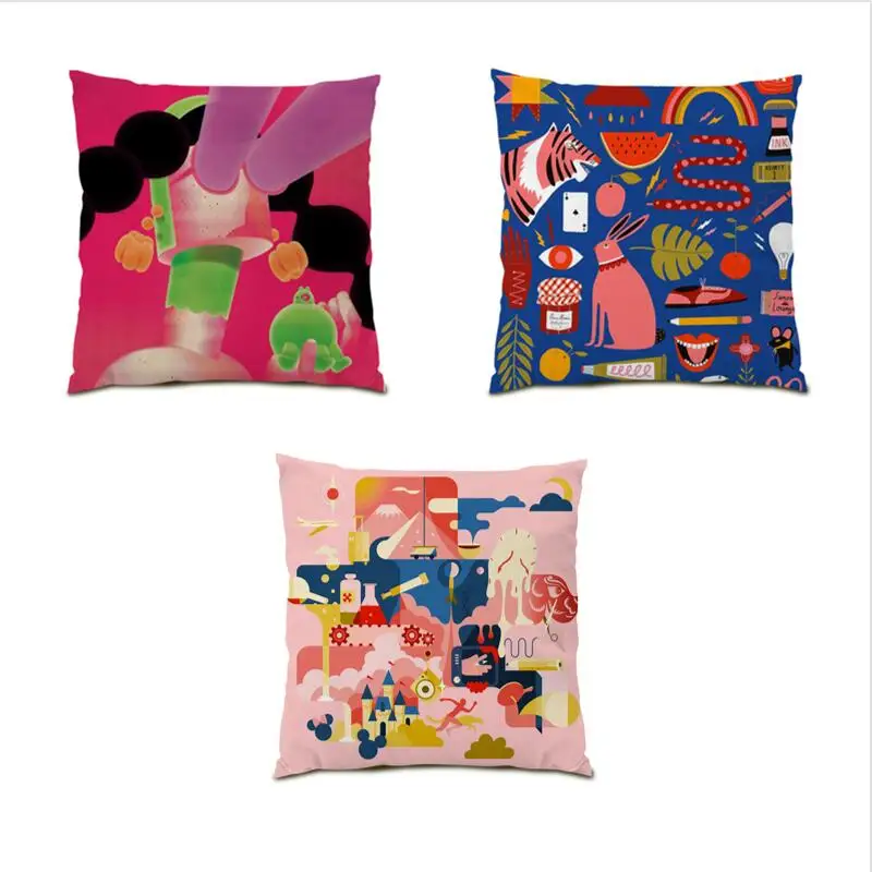 Декоративная наволочка для подушки в виде постера для гостиной, искусственный подарок, Чехол 45x45, Полиэстеровые льняные наволочки для подушек, постельное белье E0499