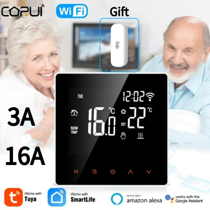 

CORUI Tuya WiFi Smart Thermostat Temperature Controller For Electric Floor Heating And Water/Gas, Support Alexa Google Home