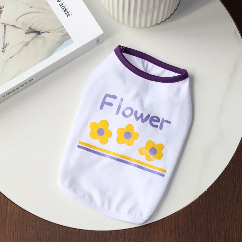 

Pet Dog Clothes Flower Vest for Dogs Clothing Cat Small Thin Spring Summer White Fashion Boy Girl Chihuahua Pet Products 2022