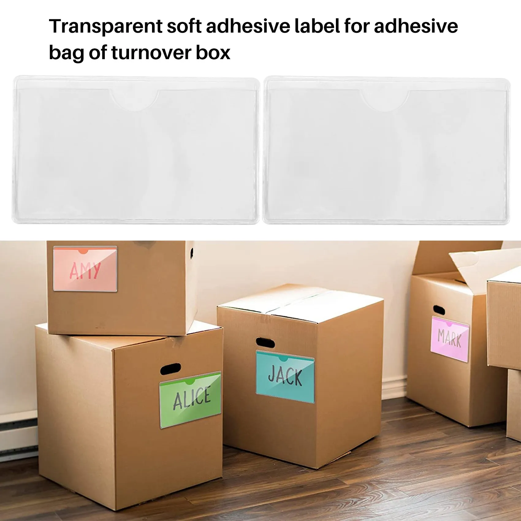 

60Pcs Self-Adhesive Label Holder Card Pockets Label Holder Clear Library Card Holders with Top Open for Index Cards