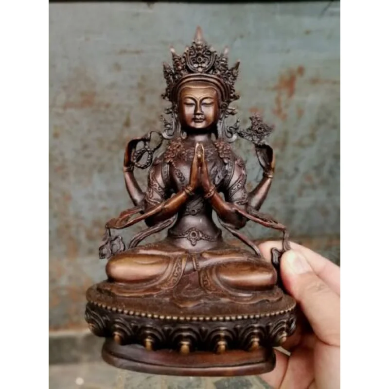 

Tibet bronze Old Guanyin hands Arm Temple God buddha Pray Safeness Lucky Statue