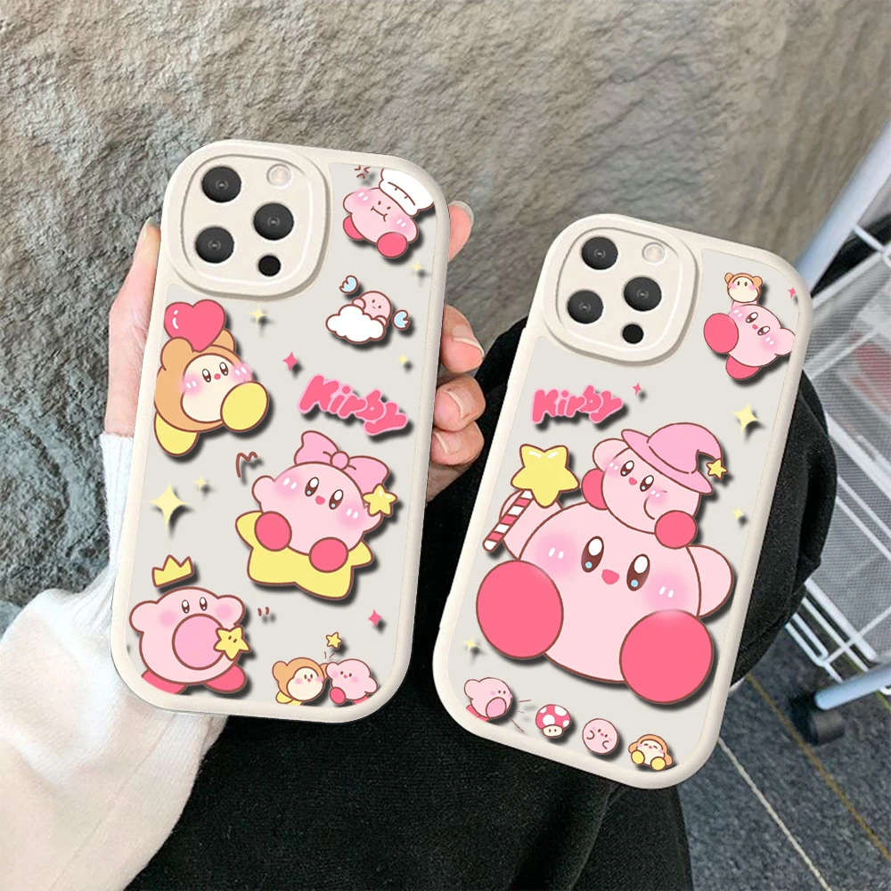 Мягкий силиконовый чехол с рисунком Кирби для iPhone 15 Plus 14 13 12 11 X XS XR Pro Max Mini 8 7