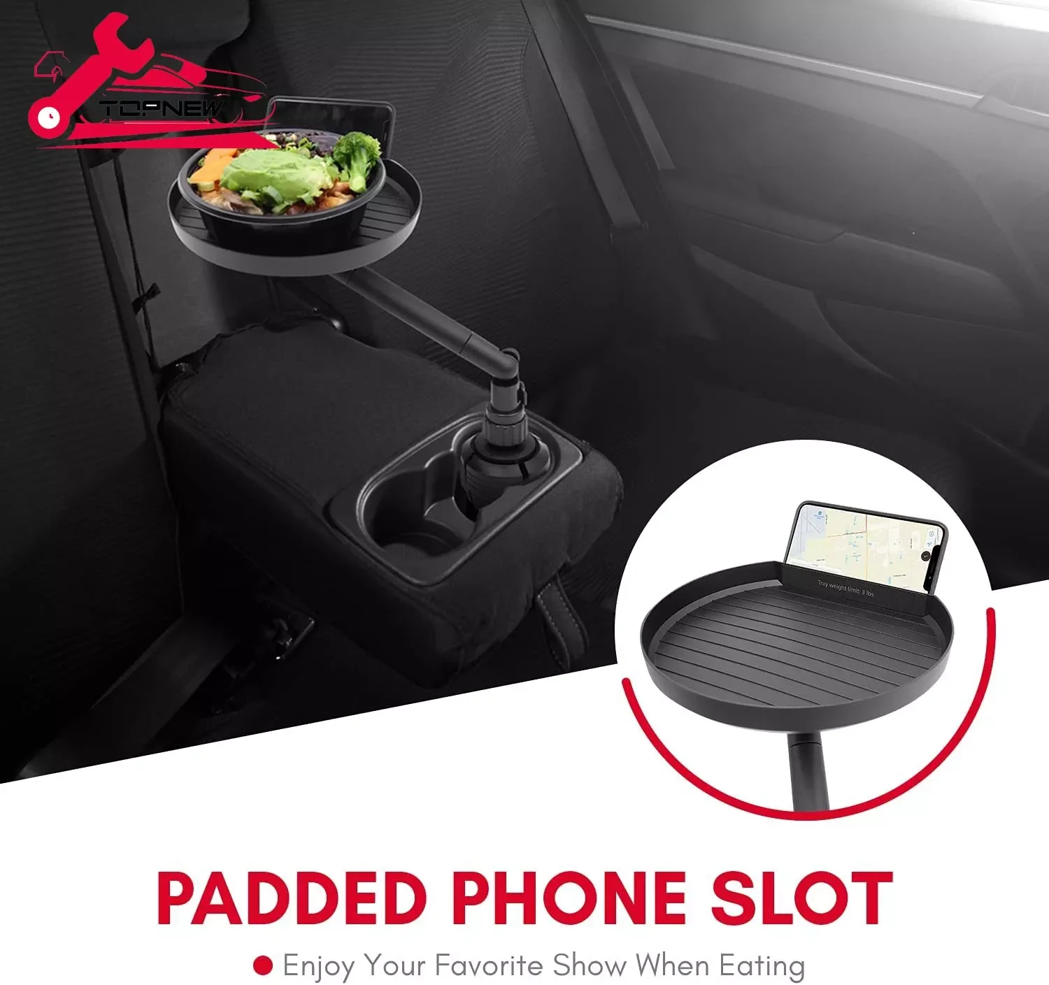 

Cup Holder Tray for Model 3 Y S 2012-2021 Adjustable Car Tray Table Mobile Phone Holder Mount 360 Swivel Arm Food Table