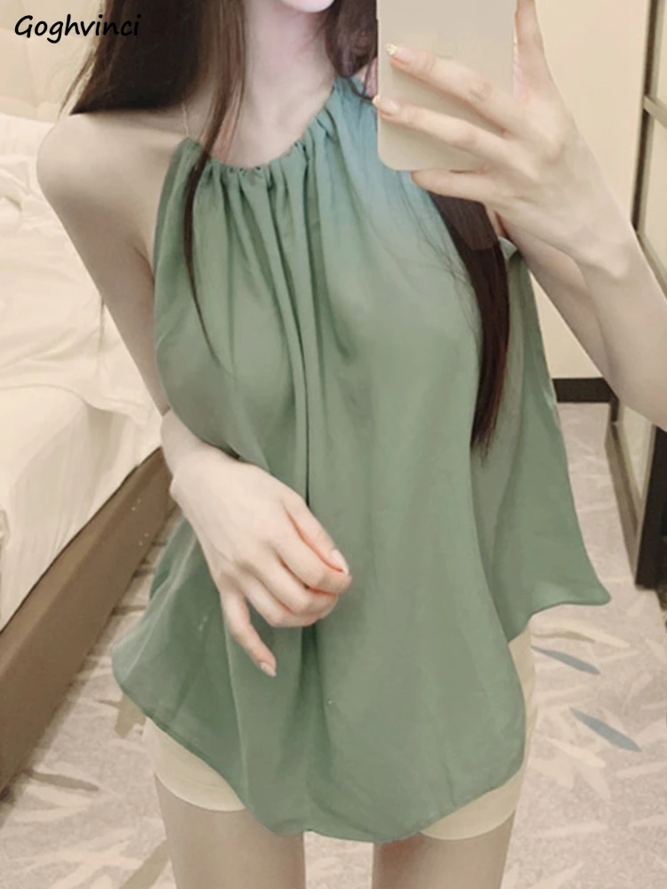 

Blouses Women Sexy Hot Sale Halter Fashion Harajuku Leisure All-match Elegant Street Wear Korean Style Popular Cozy New Arrival