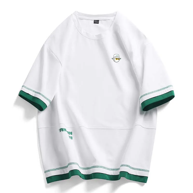 Golf Shirt Wear For Men Malbon Clothing Poloshirt Men's Summer Round Neck T-shirt Solid Color Loose Casual Business Sports